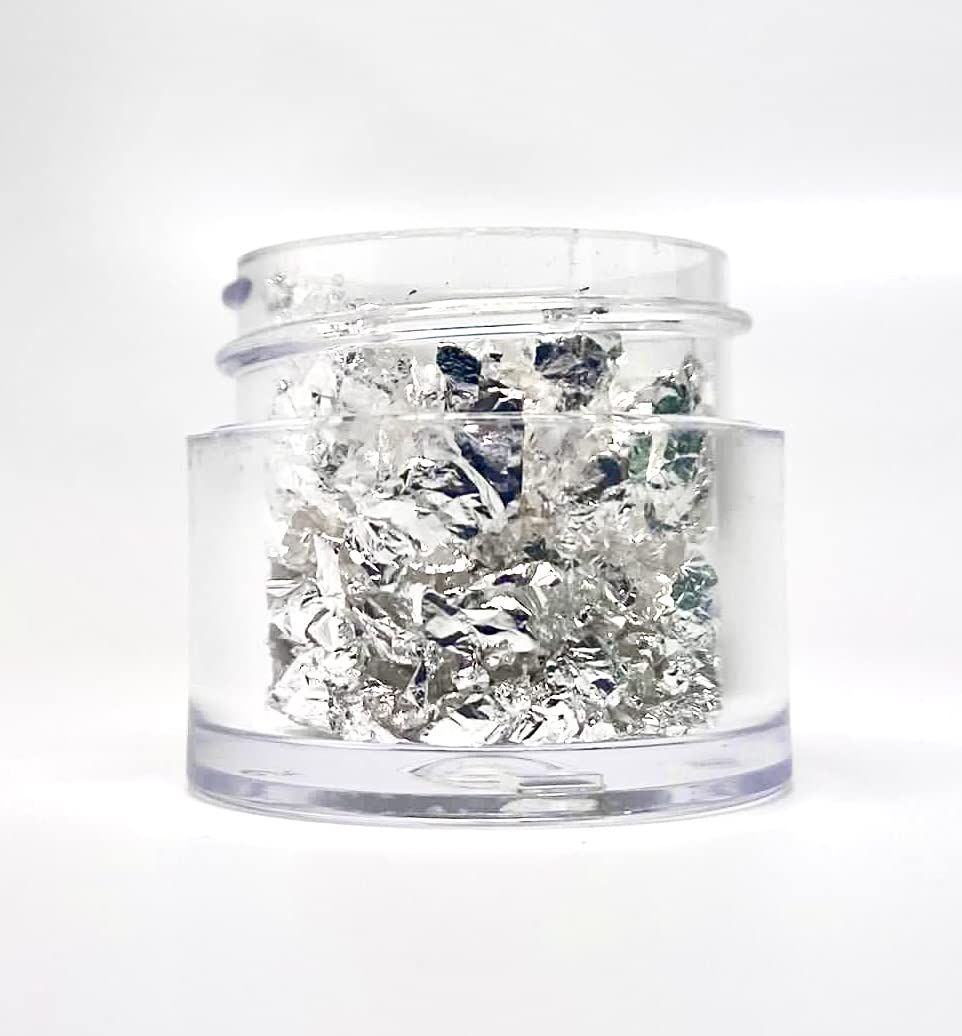 24 Karat Edible Genuine Silver Leaf Flakes - 60mg - Imported from Italy for cakes, cupcakes, chocolate, decorating, cake pops, candy and more