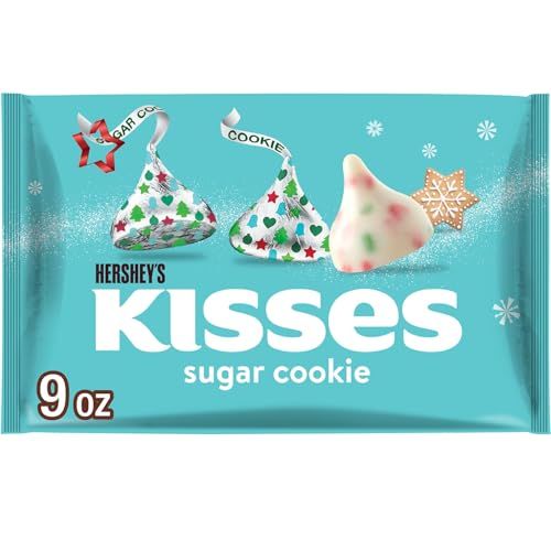 HERSHEY&#39;S KISSES Sugar Cookie Flavored, Christmas Candy Bag, 9 oz