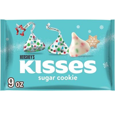 HERSHEY&#39;S KISSES Sugar Cookie Flavored, Christmas Candy Bag, 9 oz