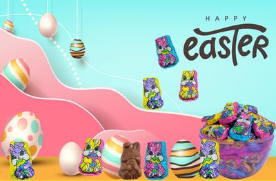 Fruidles Easter Milk Chocolate Bunnies, Smooth &amp; Creamy Party Bag Fillers, Individually Wrapped Multicolor Foils (Half-Pound)