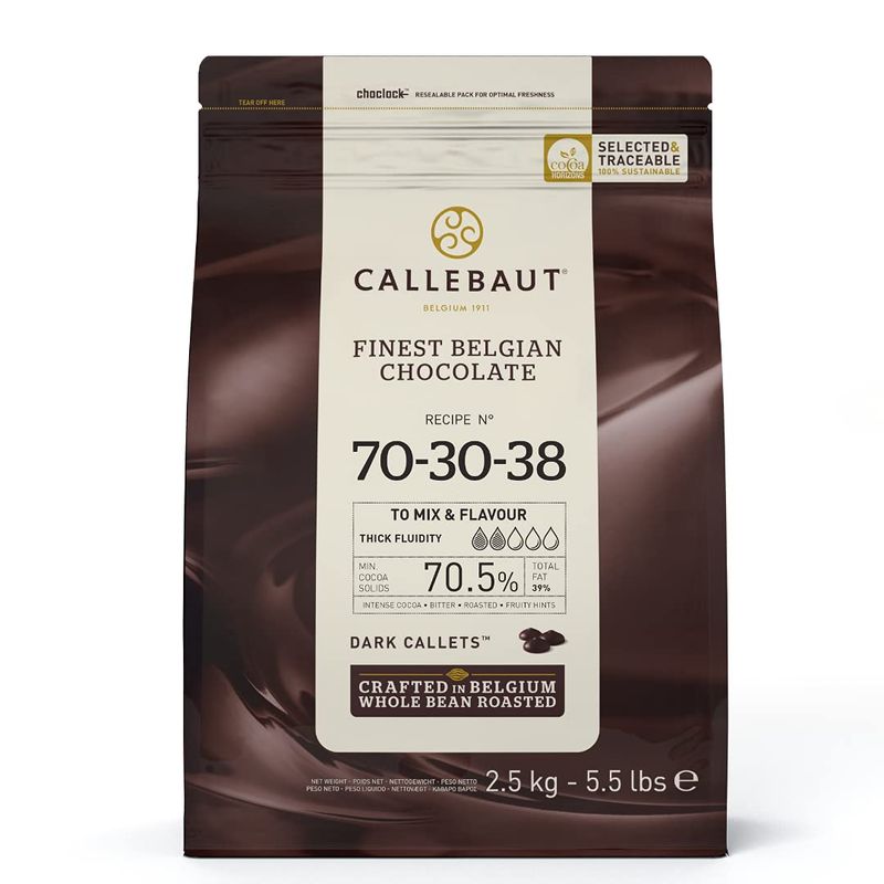 Callebaut 70% dark chocolate chips (callets) 2.5kg