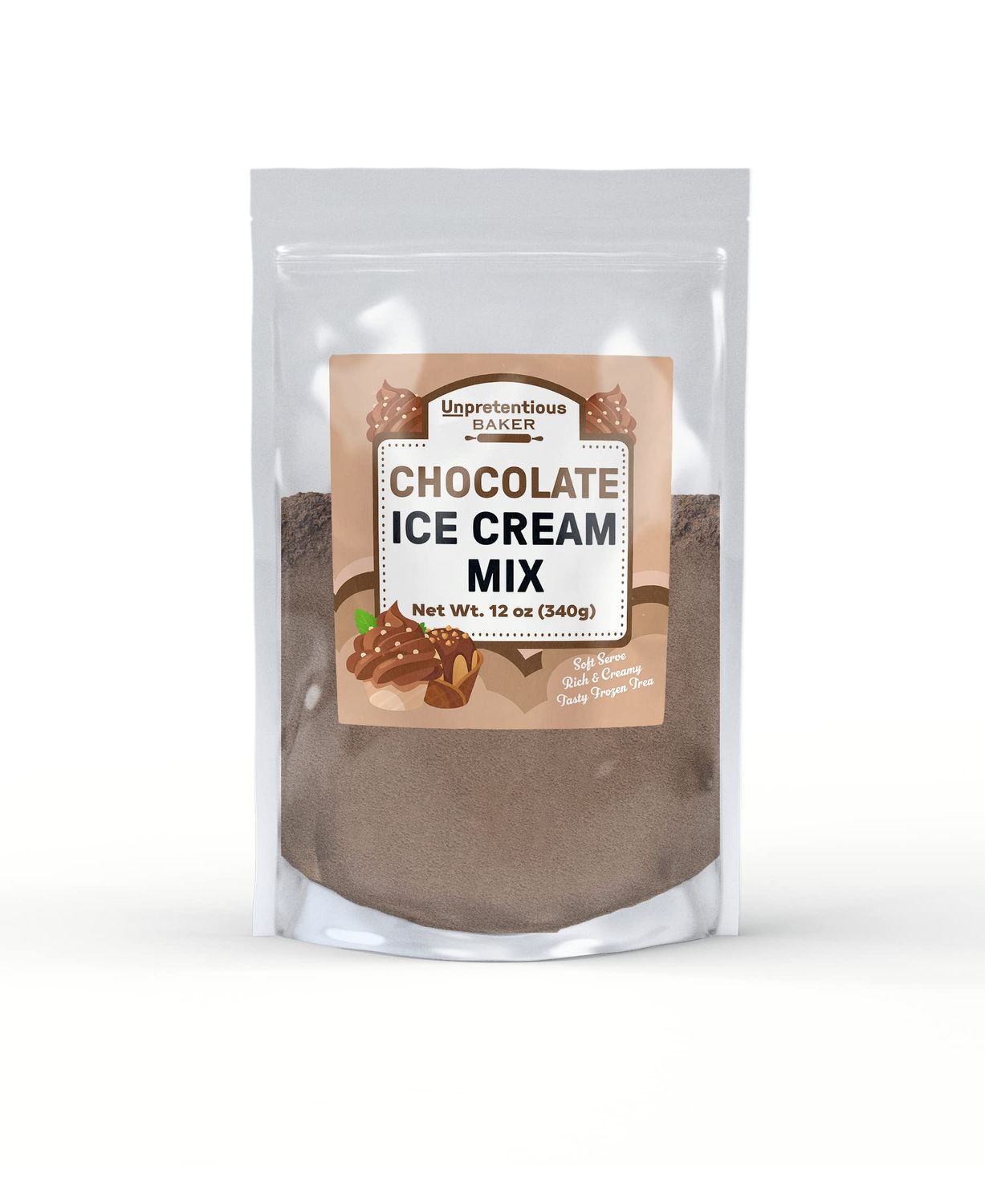 Unpretentious Chocolate Soft Serve Ice Cream Mix, 12 oz, Rich &amp; Creamy, Homemade Ice Cream, Single Serving