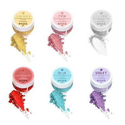 Edible Luster Dust,6 Colors Cake Dust Set Metallic Shimmer Valentine&#39;s Day Food Grade Coloring Powder for Easter Egg, Cake Decorating, Baking, Fondant, Chocolate, Candy, Drinks, Cookies, Vegan