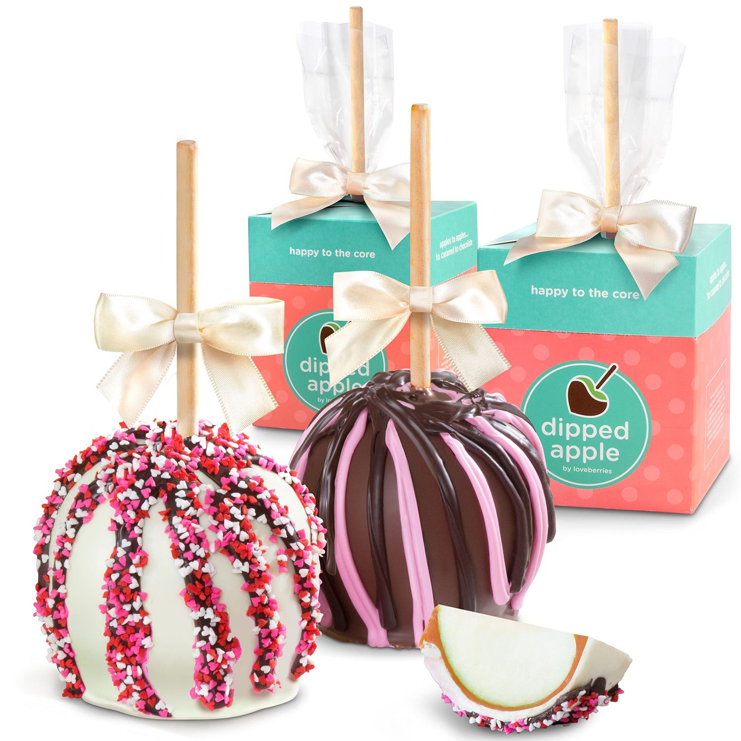 Sweet Love Milk and White Chocolate Covered Caramel Apples Pair - 2 Count Gift Boxes