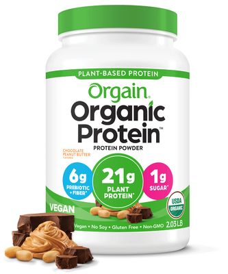 Orgain Organic Vegan Protein Powder, Chocolate Peanut Butter - 21g Plant Protein, 6g Prebiotic Fiber, Low Net Carb, No Lactose Ingredients, No Added Sugar, Non-GMO, For Shakes &amp; Smoothies, 2.03 lb