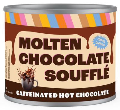 Crazy Cups Caffeinated Hot Chocolate, Molten Chocolate Souffle Hot Cocoa Mix, Premium Coffee Substitute Hot Chocolate Powder12 Ounce Canister for Bulk Hot Chocolate Lovers