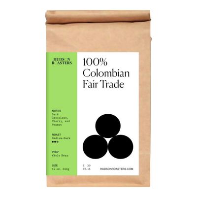 Hudson Roasters Premium Ground Coffee, Fair Trade, Colombian Coffee, Infused with Notes of Fruit and Rich Chocolate, Medium-Dark Roast, 12 Ounce