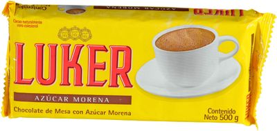 LUKER Chocolate de Mesa con Azucar Morena 500 grs - 0% Cholesterol / Table Chocolate with Brown Sugar 17.6 oz.- 0% Cholesterol