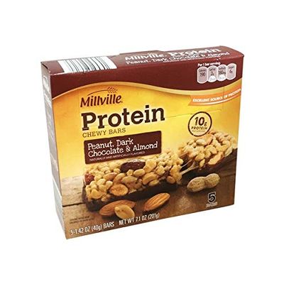 Millville Peanut, Dark Chocolate &amp; Almond Protein Chewy Bars - 5 ct.