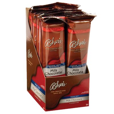 Asher&#39;s Chocolates, Sugar Free Chocolate Bars, Small Batches of Kosher Chocolate, Family Owned Since 1892, Keto Chocolate (12 Bars, Milk Chocolate)