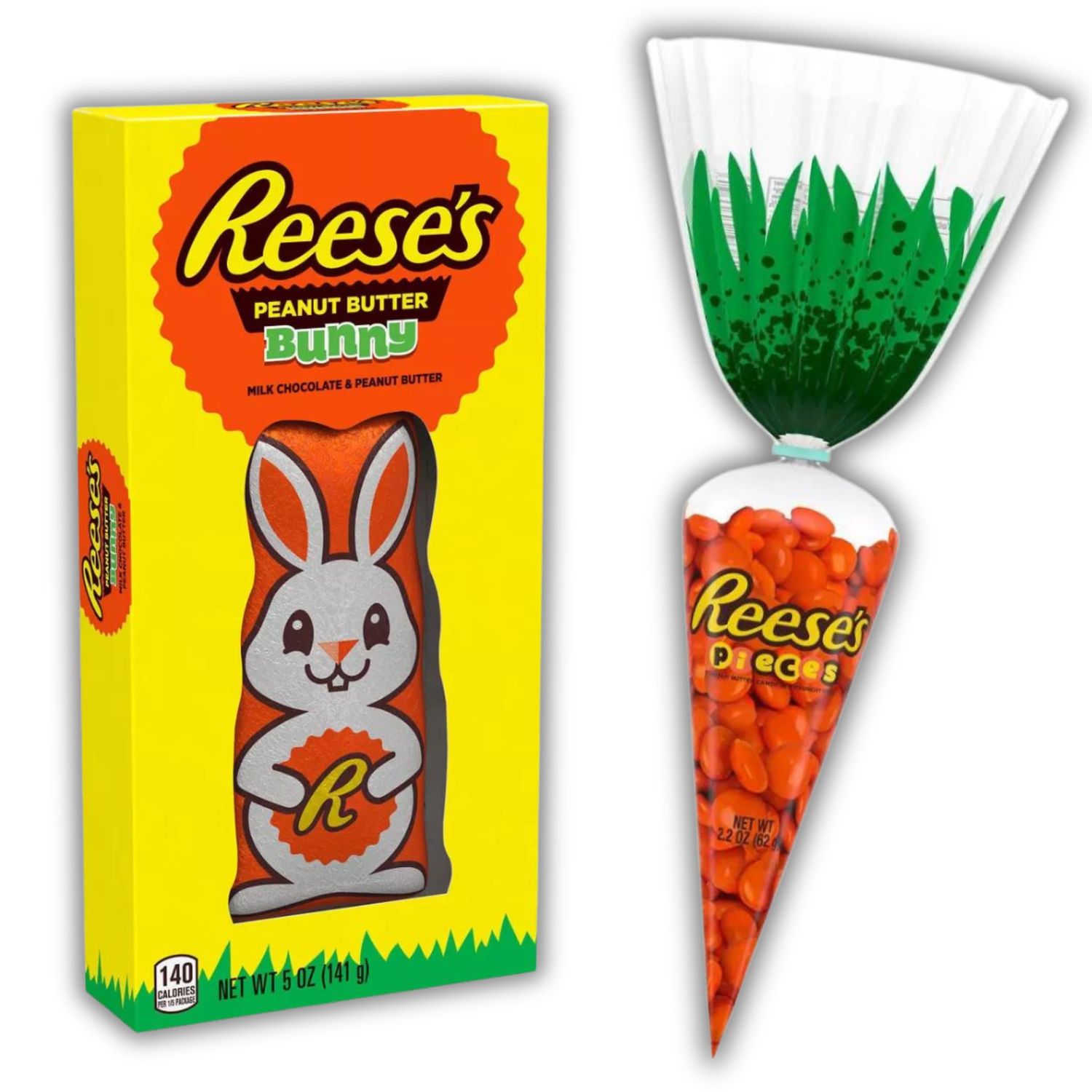 Reese&#39;sMilk Chocolate Peanut Butter Bunny Easter 5oz And Reese&#39;sPieces Easter Carrot 2.2oz