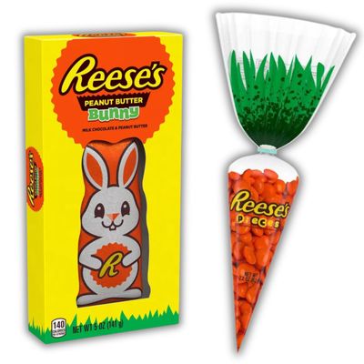 Reese&#39;sMilk Chocolate Peanut Butter Bunny Easter 5oz And Reese&#39;sPieces Easter Carrot 2.2oz