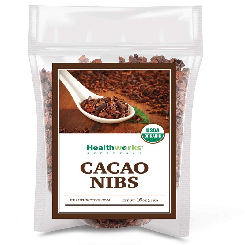Healthworks Cacao Nibs Raw Organic (16 Ounces / 1 Pound) | Criollo Bean | Unsweetened Chocolate Substitute | Certified Organic | Keto, Vegan &amp; Non-GMO | Antioxidant