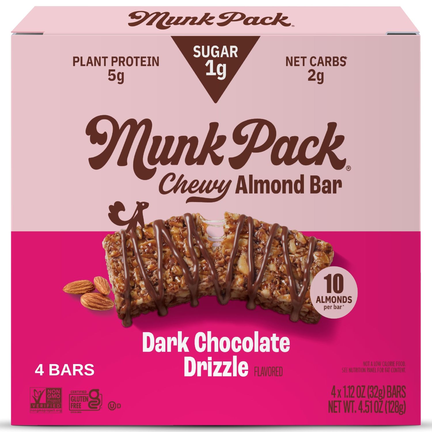 Munk Pack Keto Granola Bar Dark Chocolate Cocoa, 1.12 Oz, 4 Ct