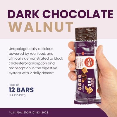 Step One Foods, Dark Chocolate Walnut Bars, Clinically Proven to help Lower Cholesterol (12 Pack)