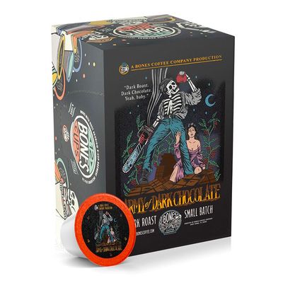 Bones Coffee Company Flavored Coffee Bones Cups Army of Dark Chocolate Flavored Coffee Pods Dark Chocolate Flavor Single-Serve Coffee Pods, Low Acid Dark Roast (12 ct)