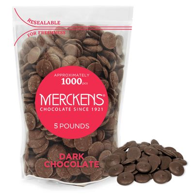 Merckens Milk Chocolate Melting Wafers Bulk Bag Perfect For Dipping, Deserts, Baking And More (Dark, 5 Pound)