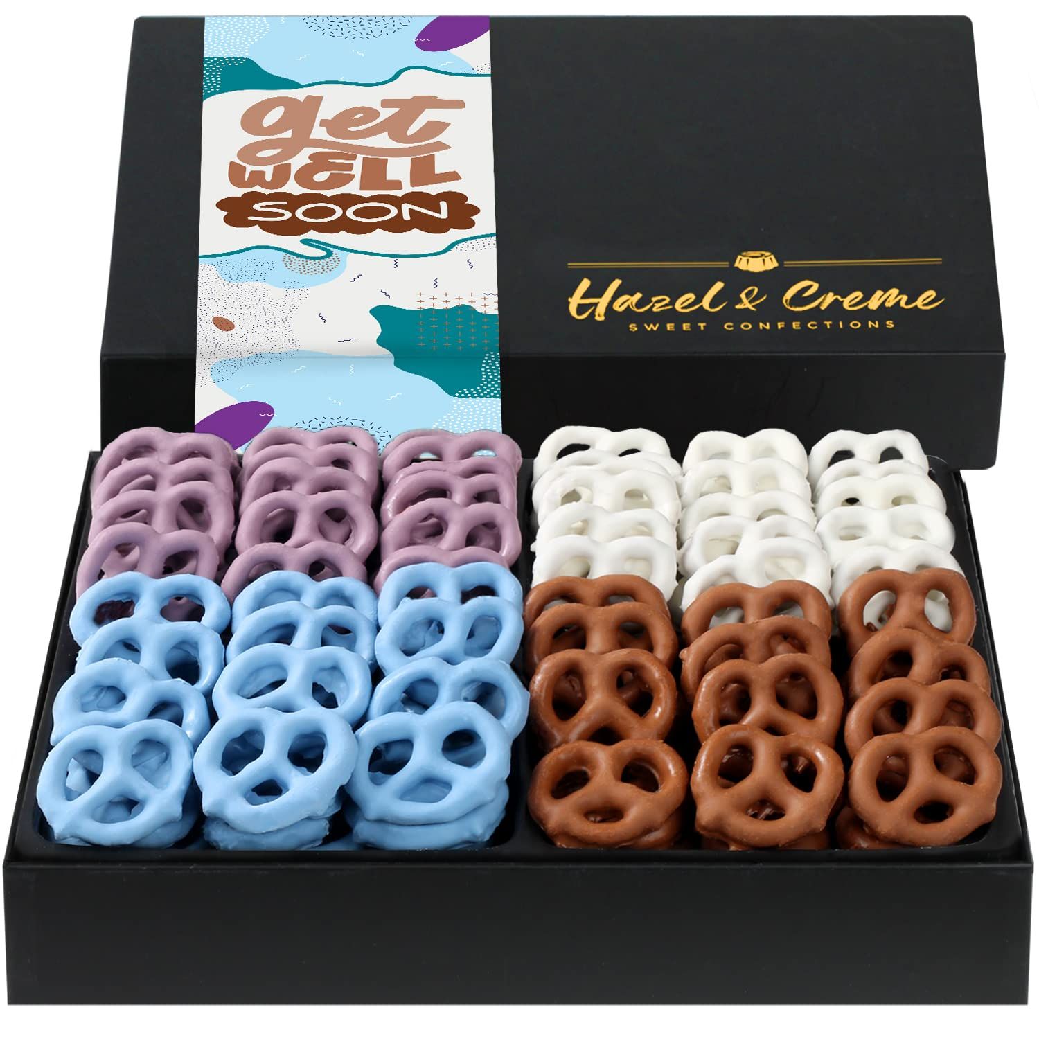 Get Well Soon Gift Basket - Yogurt Chocolate Covered Pretzels - Assorted Flavors - Care Package for Women/Men - Well Wishes, Feel Better, Recovery