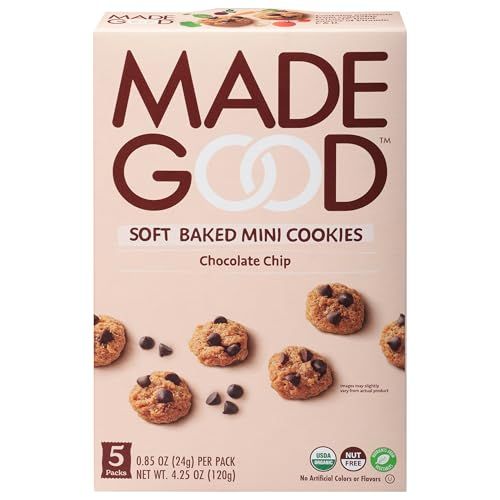 MadeGood Chocolate Chip Soft Baked Cookies, Organic Snacks, 0.85oz Each