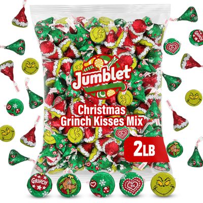 GrinchKisses, 2lb Pack of Christmas Chocolates Individually Wrapped, Delicious GrinchStocking Stuffers for Holiday Parties, Perfect Christmas Chocolate Candy to Delight GrinchCandy Lovers