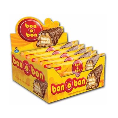 Bon o Bon Milk Chocolate Bars, Decadent Milk Chocolate Bars with a Creamy Peanut, Caramel &amp; Wafer Filling, 48g x 12 Bars