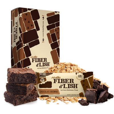 NuGo Fiber d&#39;Lish Chocolate Brownie, 12g High Fiber, Vegan, 150 Calories, 16 Count