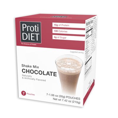 ProtiDIET Chocolate Protein Shake - Low Fat, High Protein Drink for a Healthy Active Lifestyle - Quick and Easy Preparation Chocolate Protein Drink - 7 pouches per box