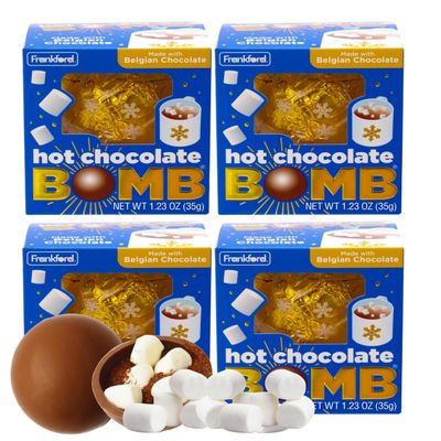 Christmas Hot Chocolate Bombs Gift Set 4 Pack Original Cocoa Bomb filled with Marshmallows Bulk Holiday Gifts