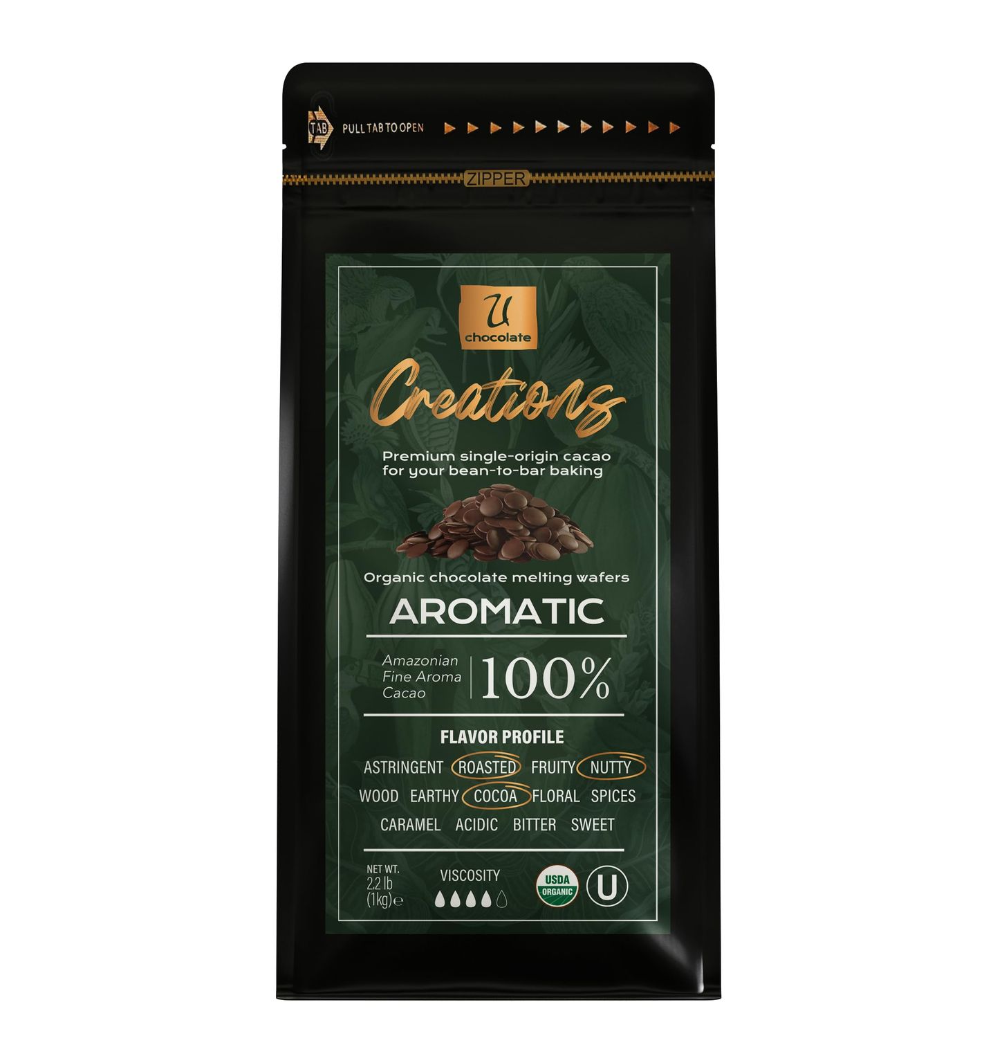 U Organic Dark Chocolate Melting Wafers, Fresh from our Farm - Baking, Dipping, Enrobing, Molding and Glazing (Creations 100% Aromatic, 2.2 Lb)