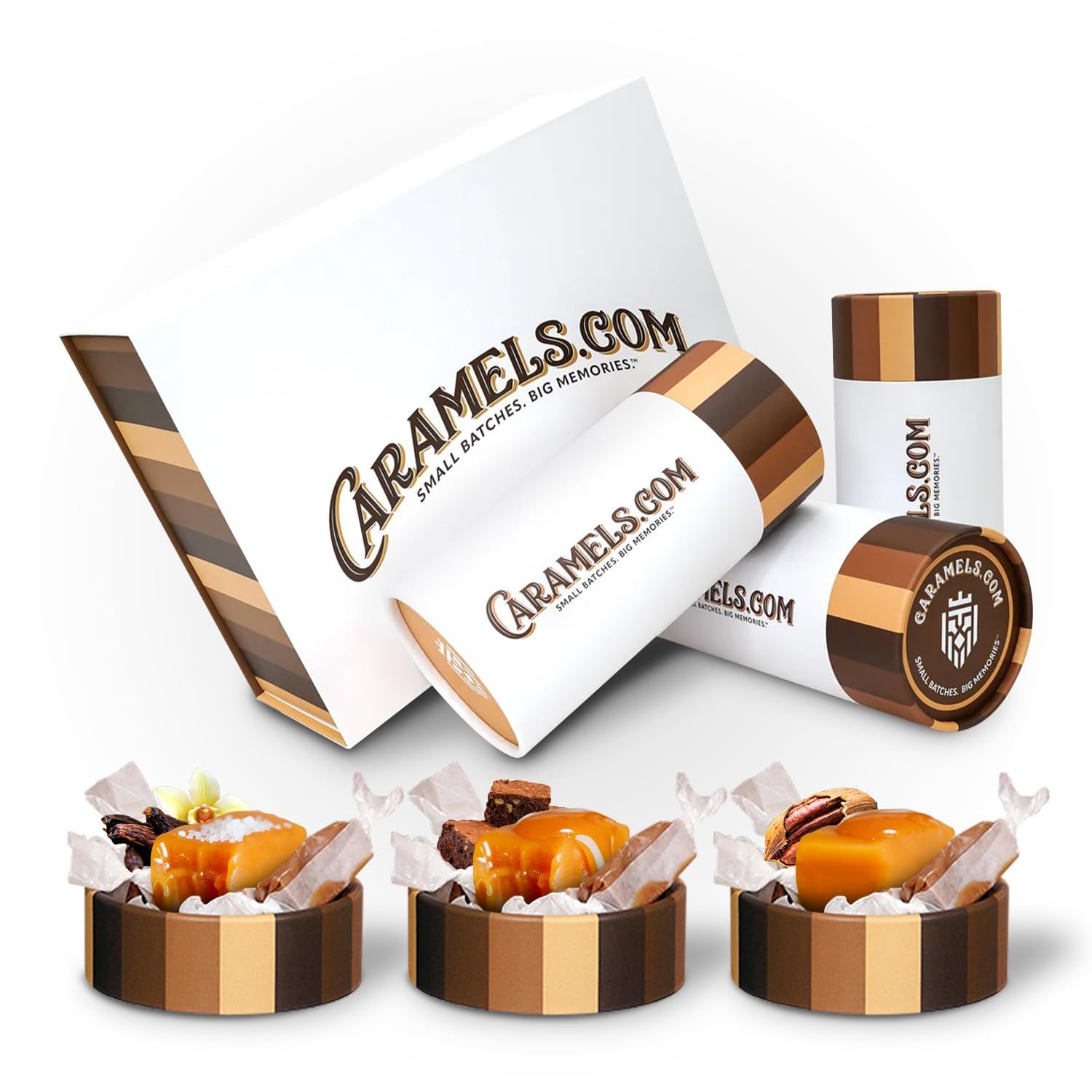 Caramels.com Caramel Cream Candy Gift Set - Butter Pecan, Chocolate Brownie, Sea Salt Vanilla (Pack of 3)