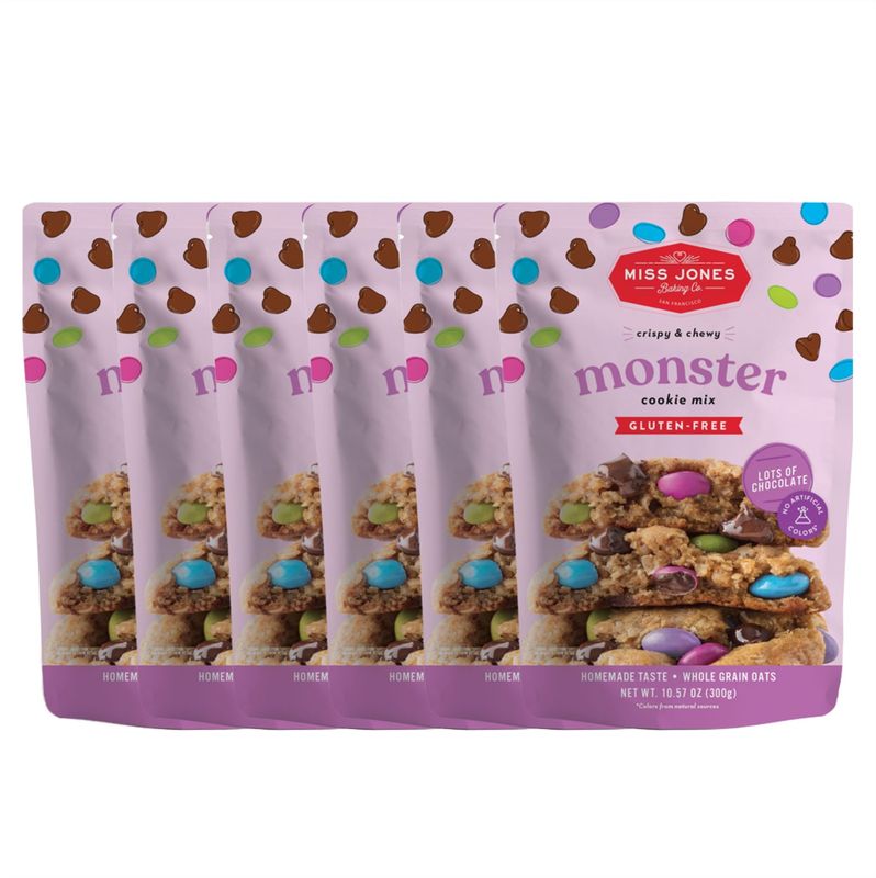 Miss Jones Baking Gluten-Free Monster Cookie Mix - Certified Gluten Free &amp; Made with 100% Oats, Easy To Bake Desserts &amp; Treats, Artificial Colors, 10.57 Ounce (Pack of 6)