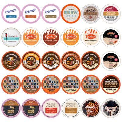Perfect Samplers Flavored Coffee Pods Variety Pack, Including Flavors like French Vanilla, Caramel Macchiato, &amp; Chocolate Coffee, Prefect Coffee Gift Set, 30 Count
