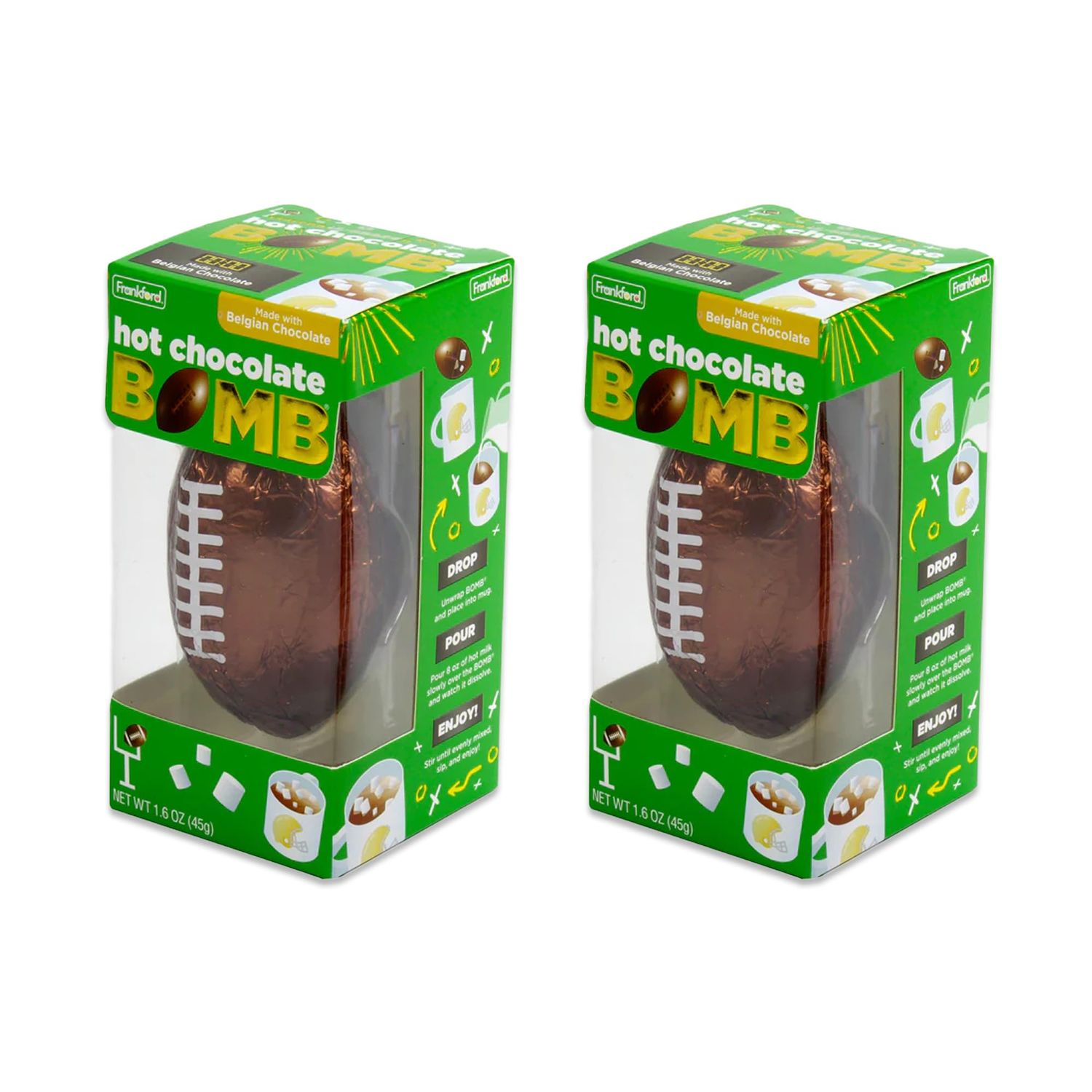 Football Hot Chocolate Bomb Gift Set 2 Pack- Hot Chocolate Bombs, Hot Cocoa Bombs, Hot Chocolate Bombs Bulk, Hot Coco Bombs, Hot Cocoa Bomb Gift Set, Chocolate Football Candy