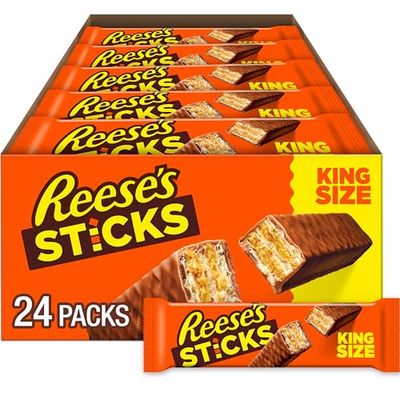 REESE&#39;S STICKS Milk Chocolate Peanut Butter Wafer King Size, Candy Packs, 3 oz (24 Count)