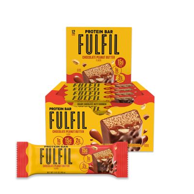 FULFIL Protein Snack Bars, NEW Recipe Chocolate Peanut Butter, 15g Protein, Pantry Staples, 12 Count, Packaging May Vary