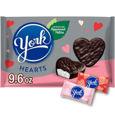 YORK Dark Chocolate Peppermint Patties Hearts, Valentine&#39;s Candy Bag, 9.6 oz