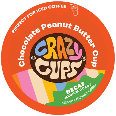 Crazy Cups Decaf Flavored Coffee Pods, Decaf Chocolate Peanut Butter Cup, Deffinated Hot or Iced Single Serve Coffee Pods for Keurig k-Cups Machine(Pack of 1, 22 Count Total)