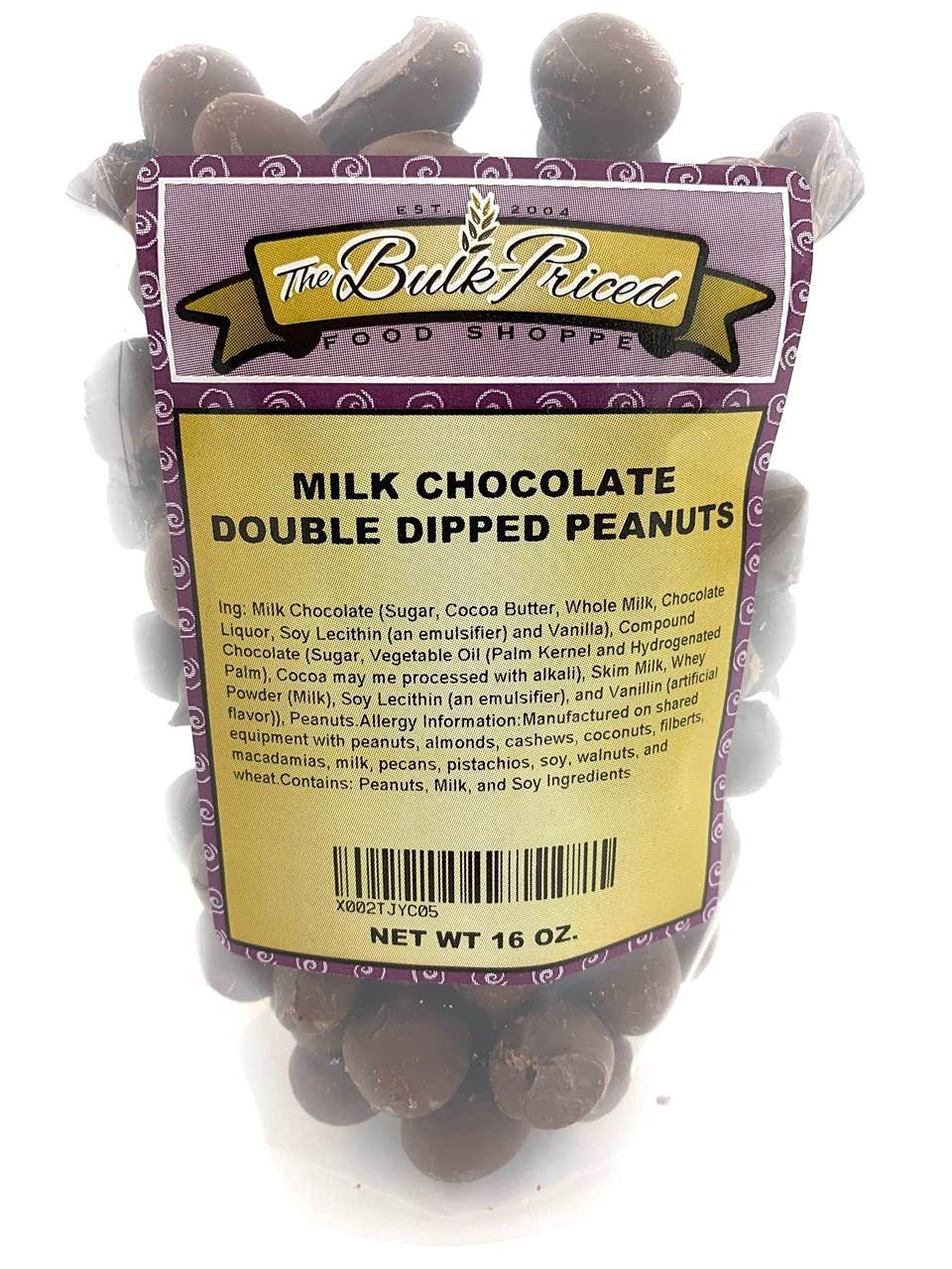 Milk Chocolate Double Dipped Peanuts, Bulk Size (1 lb. Resealable Zip Lock Stand Up Bag)