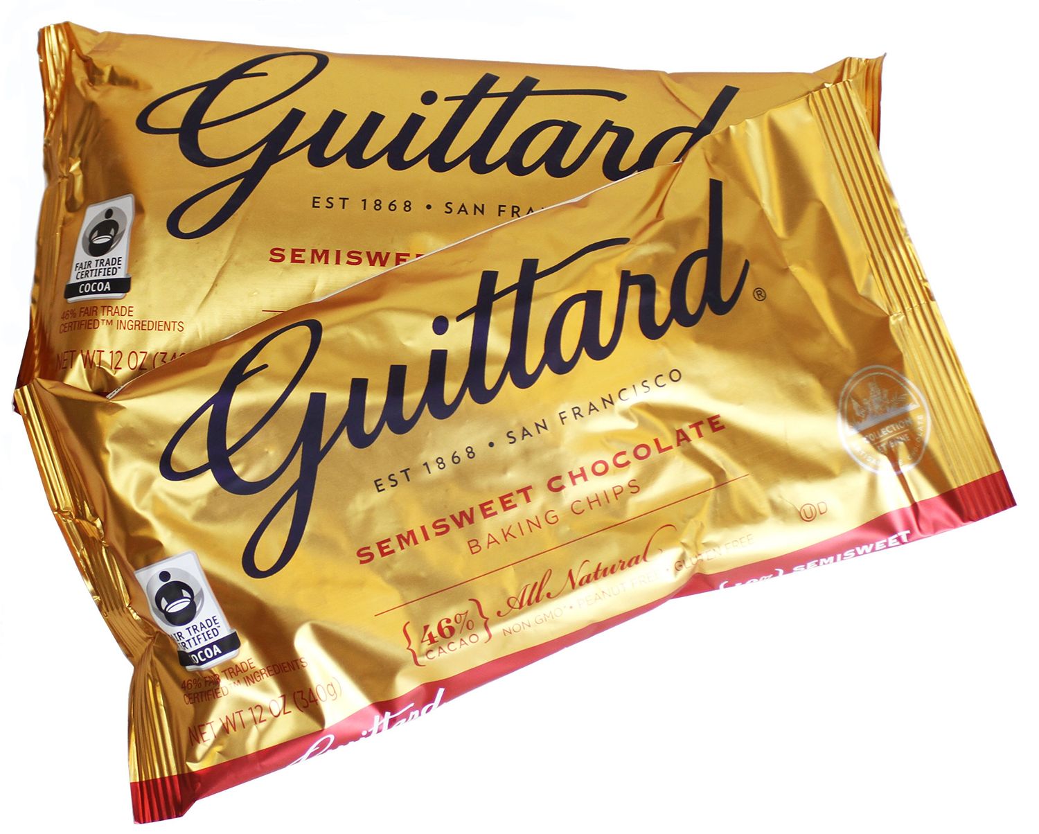 Guittard All Natural Semisweet Chocolate Baking Chips, 12 Oz (340 Grams), Pack of 2