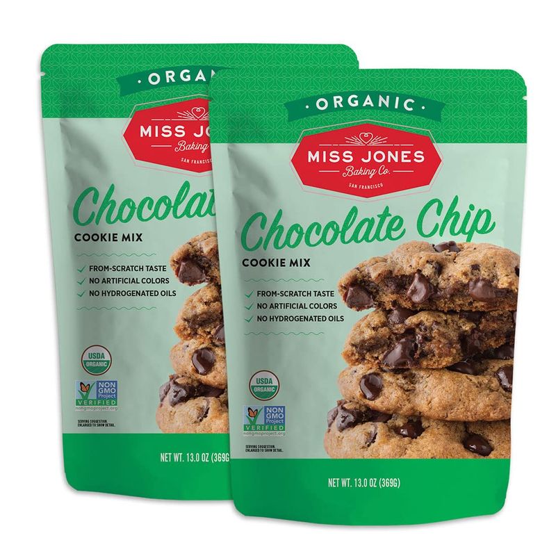 Miss Jones Baking Organic Cookie Mix, Non-GMO, Vegan-Friendly, Packed with Morsels: Sea Salt Chocolate Chip (Pack of 2)