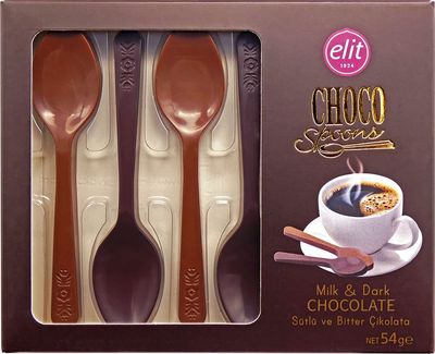 ELIT 1924 Chocolate 6 Spoons (Milk &amp; Dark Chocolate) 54g Turkey Import