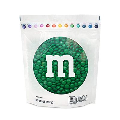 M&amp;MS Dark Green Milk Chocolate Candy, 5lbs of M&amp;M&#39;S in Resealable Pack for Candy Bars, Holiday Parties, Graduations, Christmas, Dessert Tables &amp; DIY Party Favors