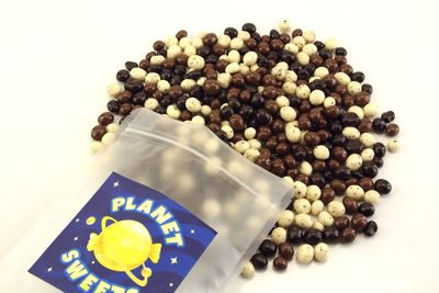Planet Sweets Tri-Colored Dark Milk and White Chocolate Covered Roasted Espresso Coffee Beans 1.5 Pounds