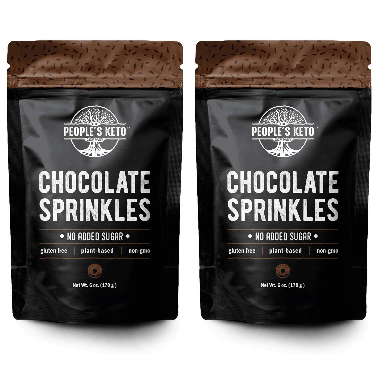 Keto Sprinkles, 6 oz. Larger Value Size, Dye Free, Non-GMO, Plant-Based, Vegan, Gluten Free, All Natural, No Artificial Coloring, Sugar Free Sprinkles, 1g Net Carb (Chocolate, 2 Pack)