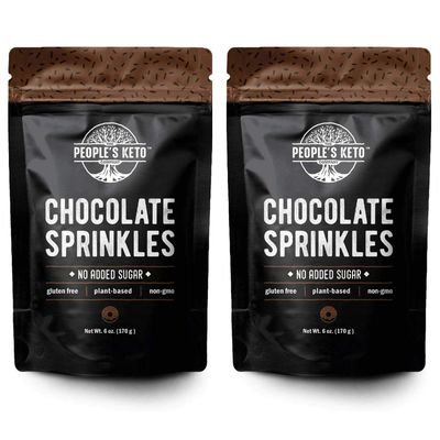Keto Sprinkles, 6 oz. Larger Value Size, Dye Free, Non-GMO, Plant-Based, Vegan, Gluten Free, All Natural, No Artificial Coloring, Sugar Free Sprinkles, 1g Net Carb (Chocolate, 2 Pack)