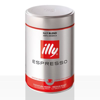 illy Classico Espresso Ground Coffee - Medium Roast - Classic Roast with Notes of Chocolate &amp; Caramel - 100% Arabica Coffee - 8.8 Oz Can (Pack of 12)