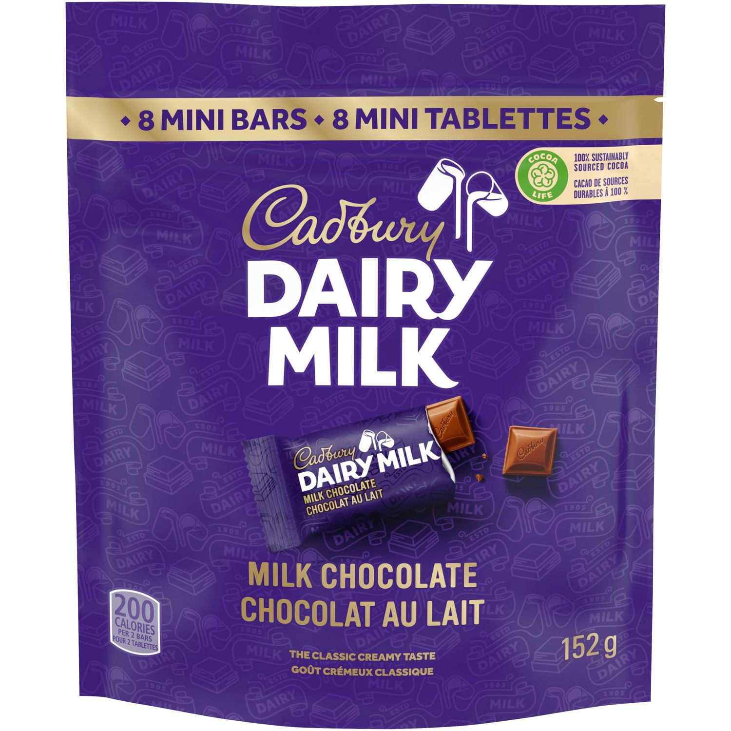 Cadbury Dairy Milk, Milk Chocolate Minis, 152g/5.4oz Bag, (Imported from Canada)