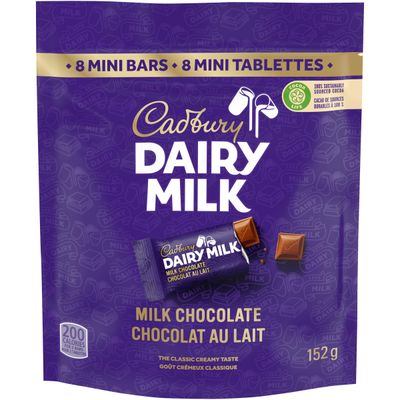 Cadbury Dairy Milk, Milk Chocolate Minis, 152g/5.4oz Bag, (Imported from Canada)