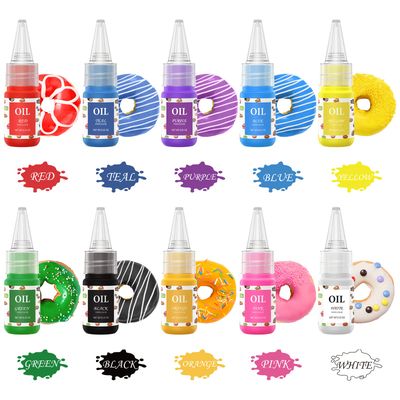 Oil Based Food Coloring Chocolate, 10 Colors Candy Coloring for Chocolate Candy Melts, E-Kongton Cake Color Edible Food Dye for Cake Decorating, Baking, Fondant, Forsting (.35 Fl. Oz Bottles)