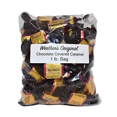 Bulk Werthers Original Hard Candy | Bulk Candy Individually wrapped | Werthers Caramel Candy | 1 lb Individual Flavor Bag | Includes Aromatik Mint Card (Chocolate Covered Caramel)